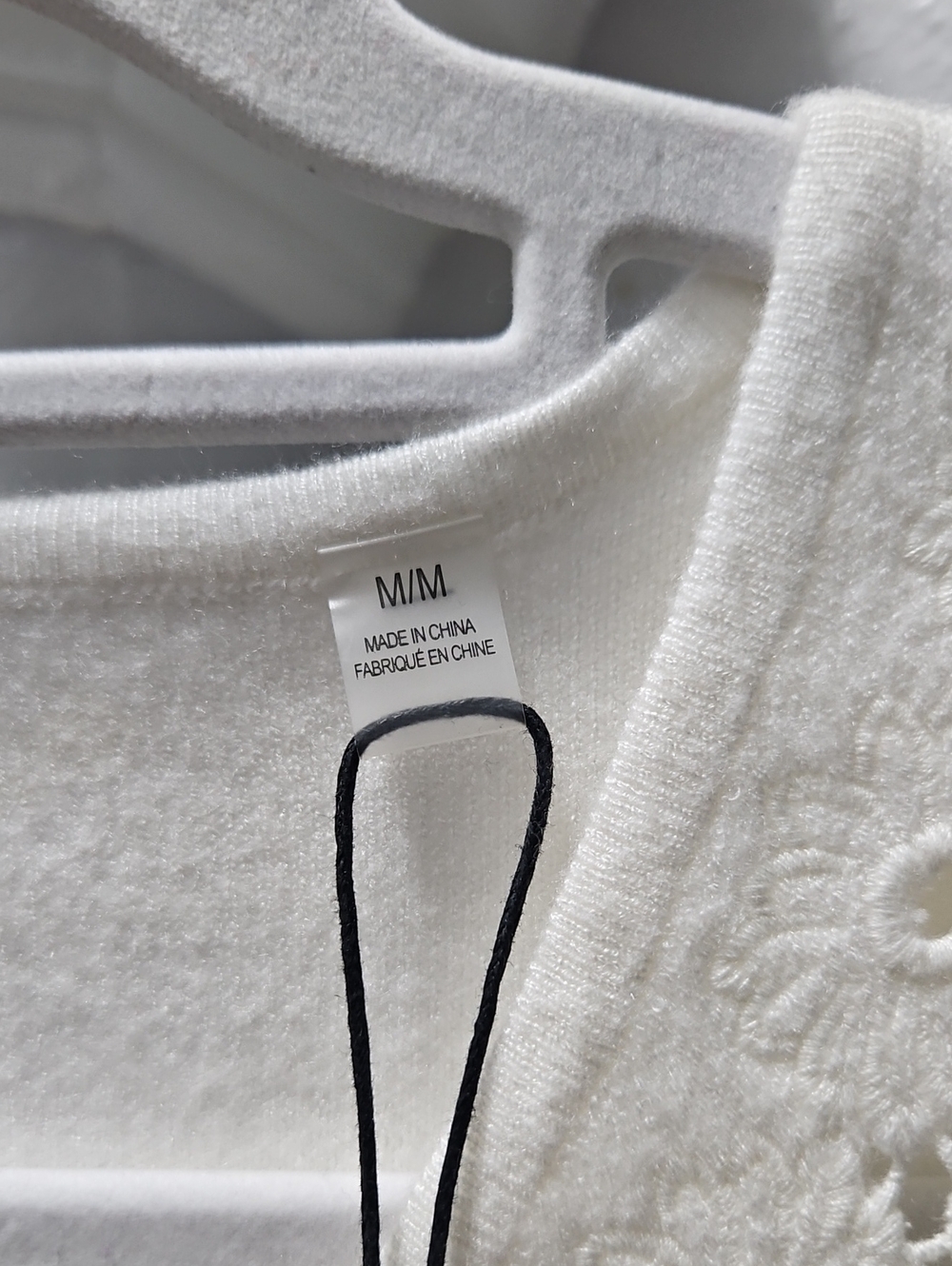 Tahari Ivory V-Neck Sweater with Shoulder Eyelet Embroidery - Picture 4 of 6